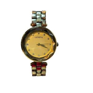 Geneva Gold-Tone Classic Ladies Watch With Crystal Accents & Adjustable Bracelet